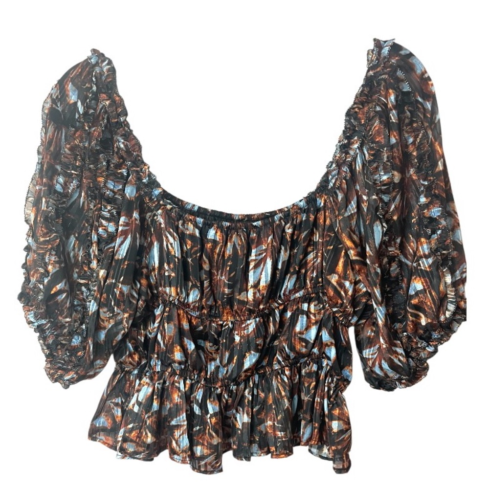 House of Harlow 1960 Ruffle Peasant Blouse Top SZ S NWOT